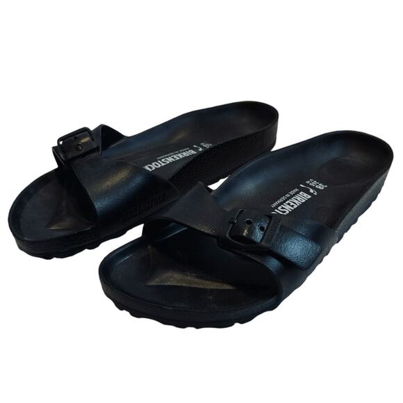 Birkenstock Women’s Sz 7 Black EVA Madrid Sandals Open Toe Essentials Flats - Picture 2 of 9